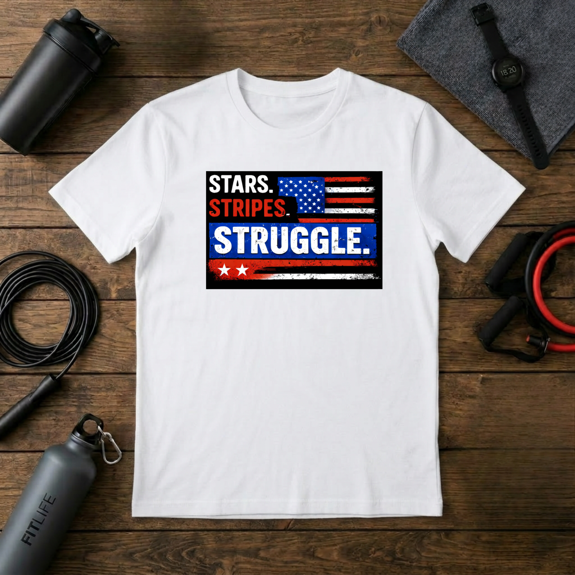 Stars Stripes Struggle (red,white,blue) T-Shirt