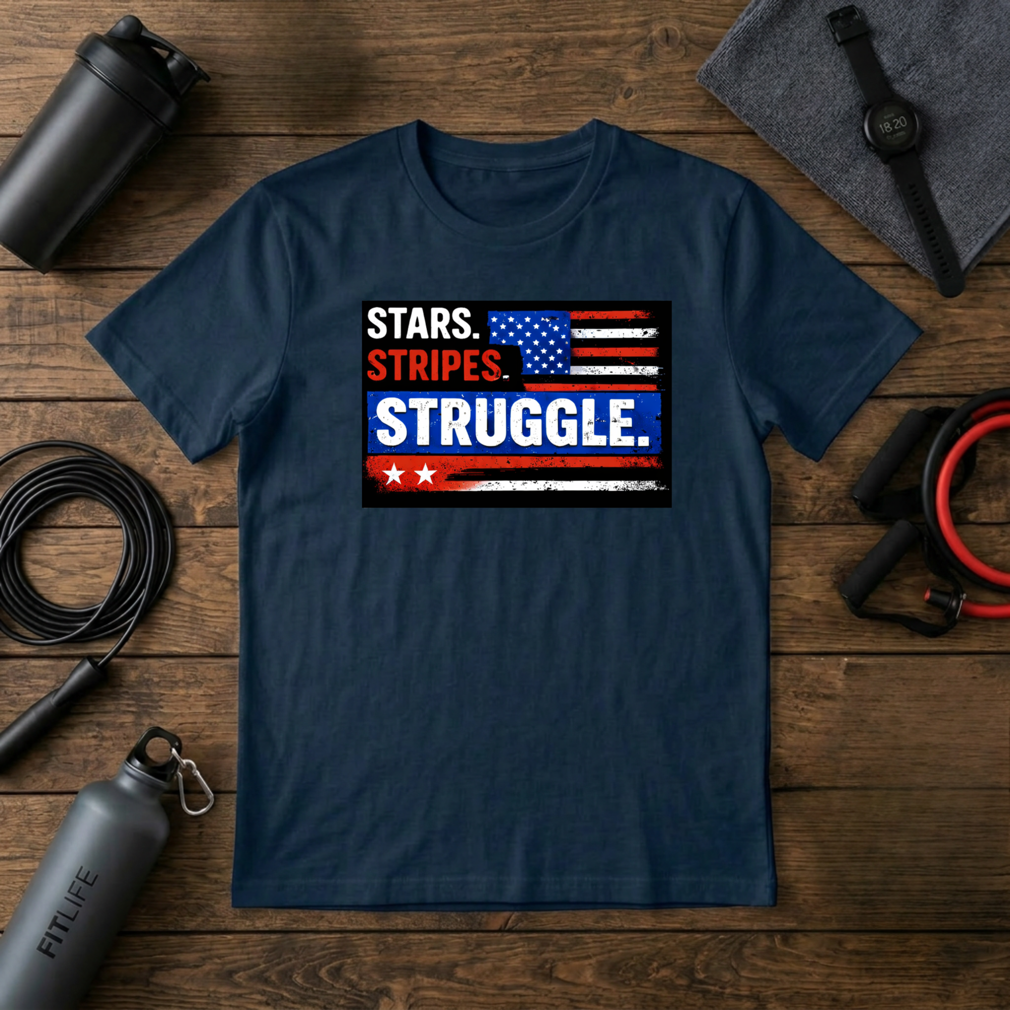 Stars Stripes Struggle (red,white,blue) T-Shirt