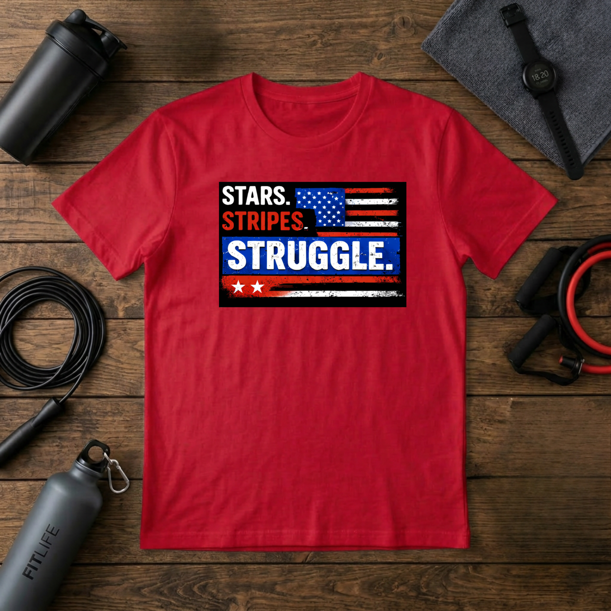 Stars Stripes Struggle (red,white,blue) T-Shirt