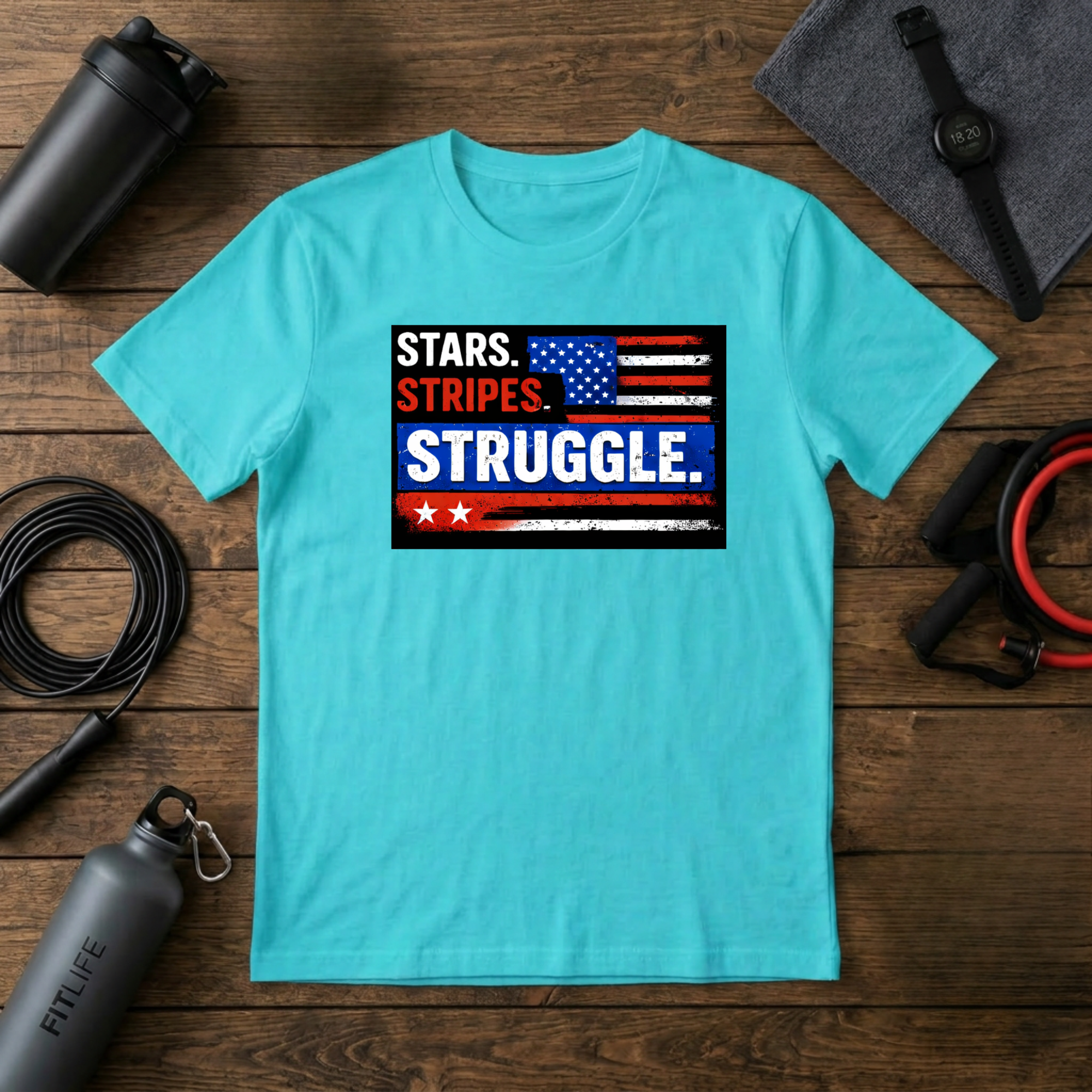 Stars Stripes Struggle (red,white,blue) T-Shirt