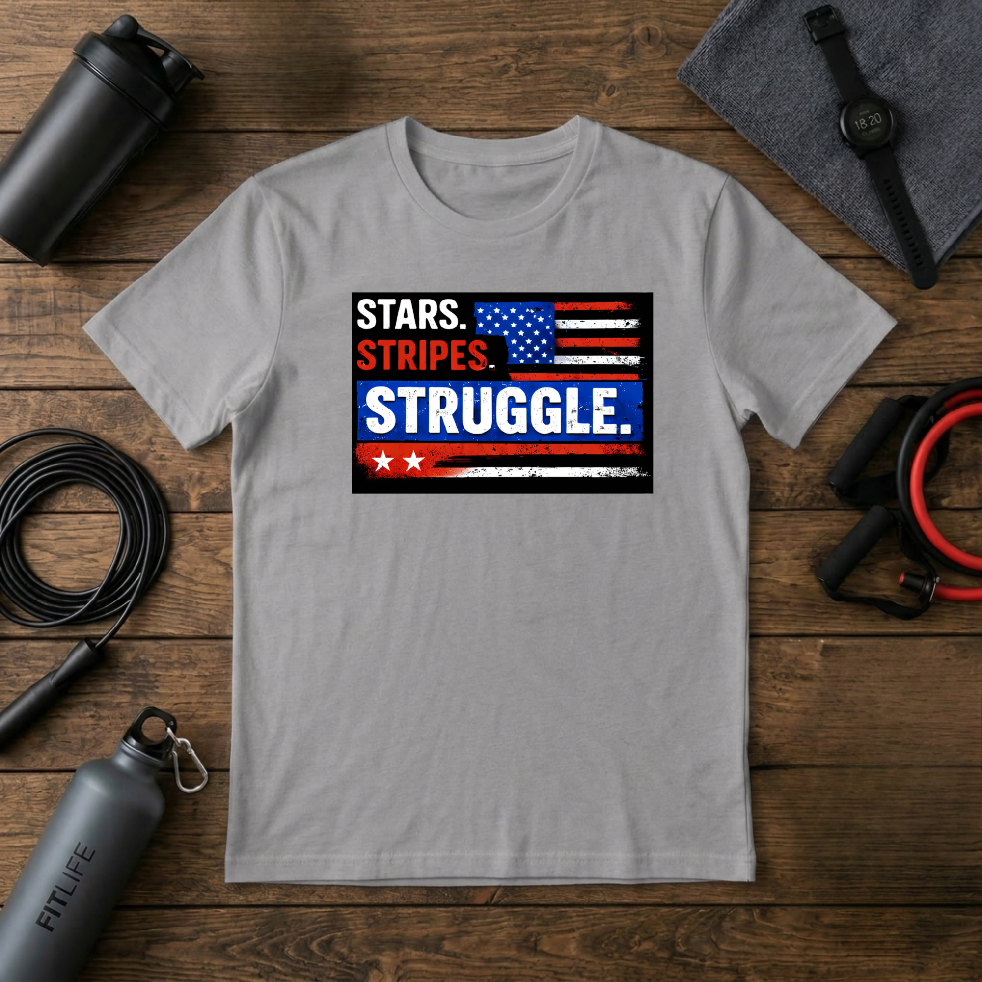 Stars Stripes Struggle (red,white,blue) T-Shirt
