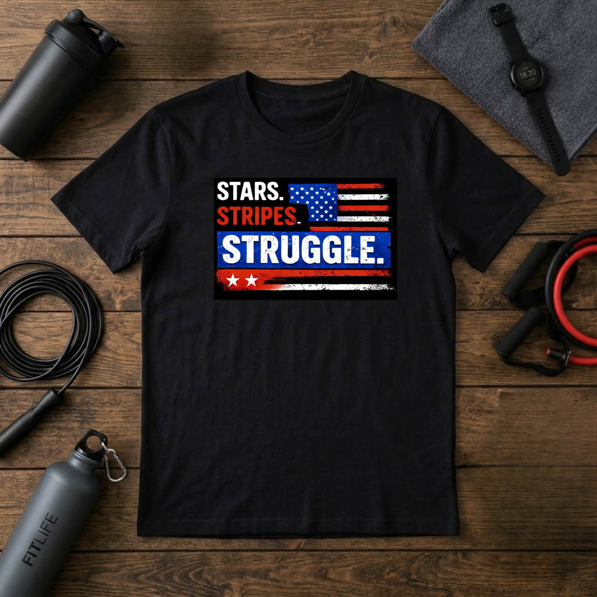 Stars Stripes Struggle (red,white,blue) T-Shirt