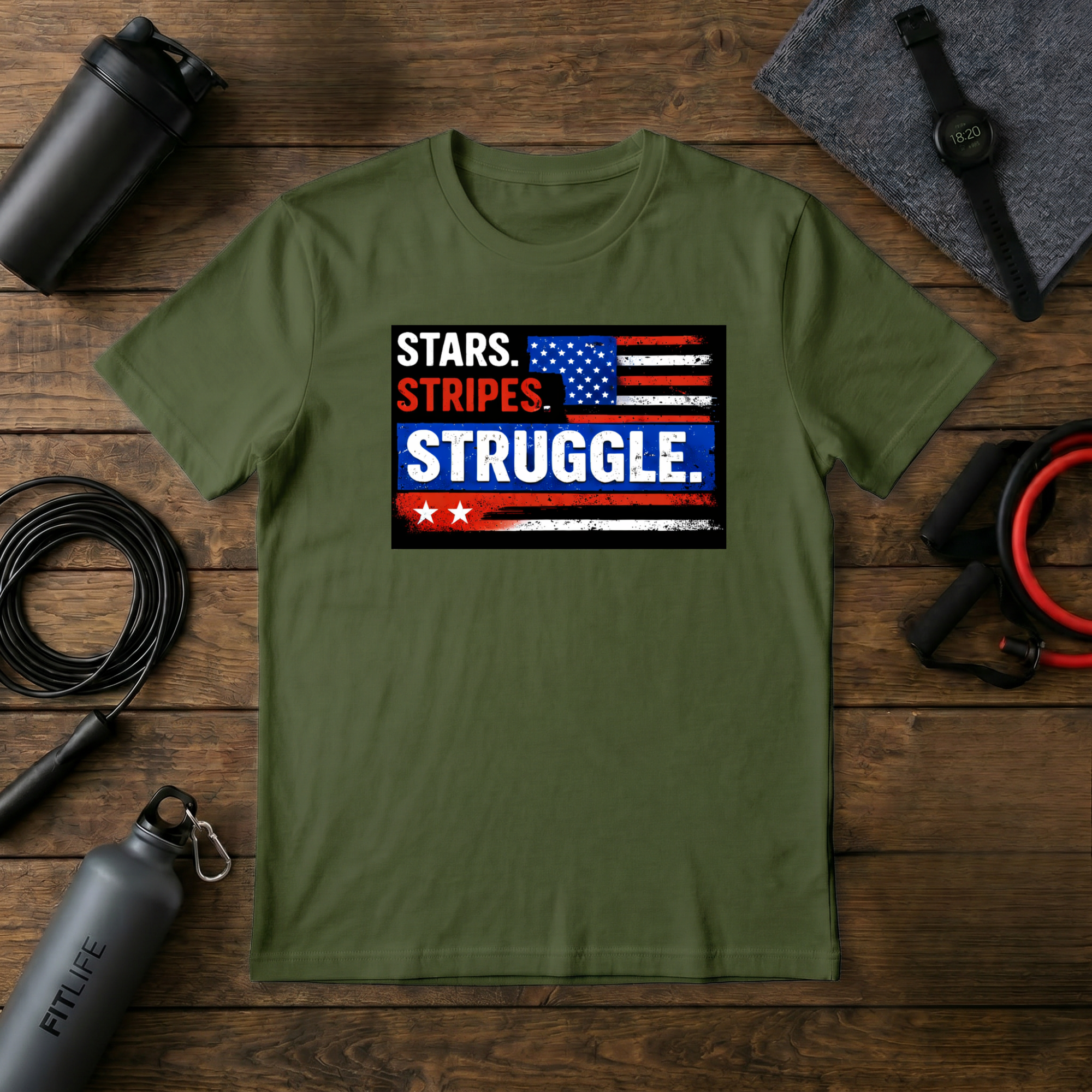 Stars Stripes Struggle (red,white,blue) T-Shirt