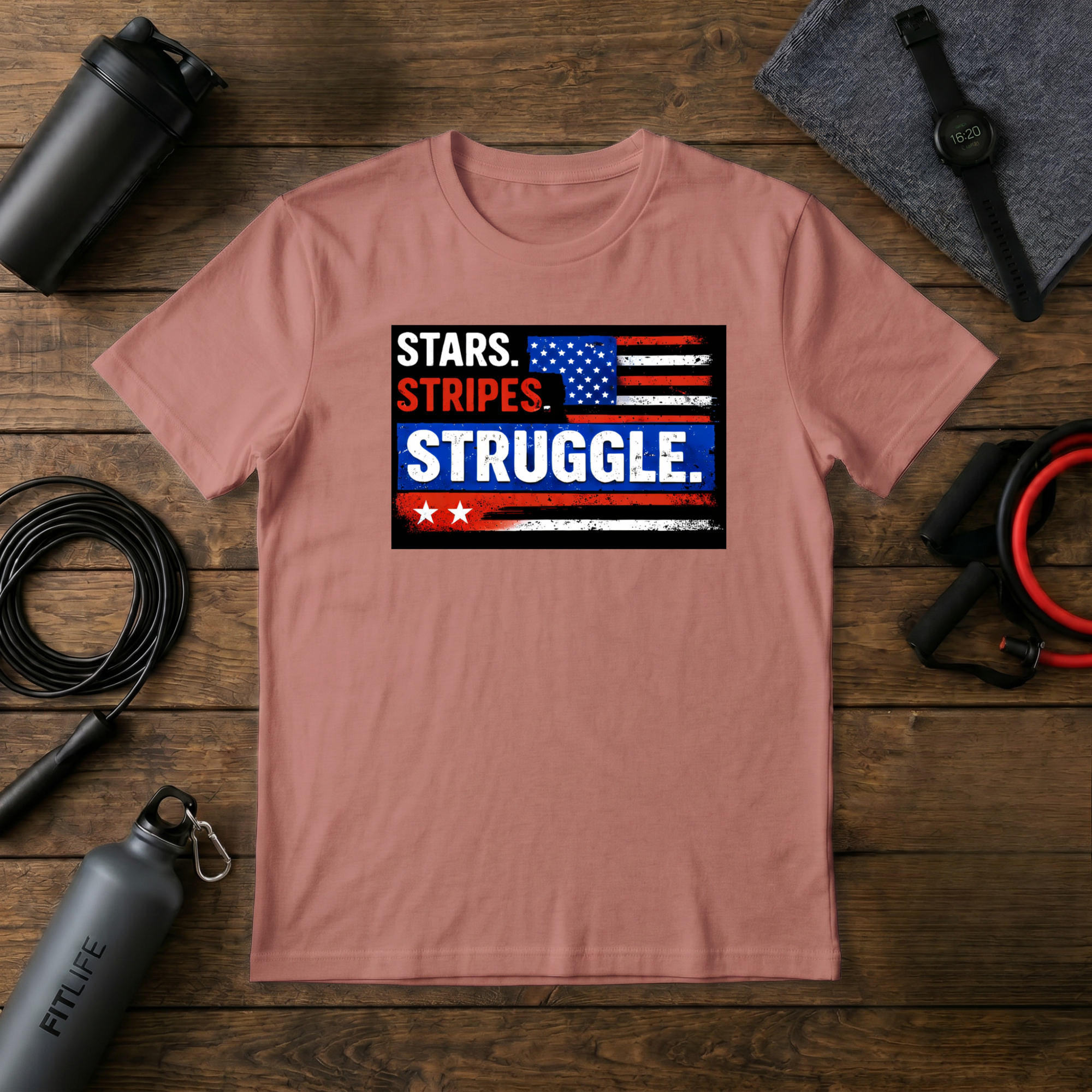 Stars Stripes Struggle (red,white,blue) T-Shirt