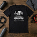 Stars Stripes Strength (Grayscale) Flag T-Shirt